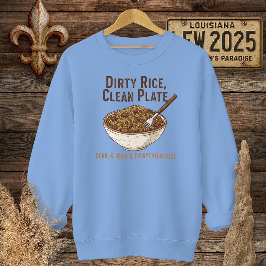 S / Carolina Blue Louisiana Dirty Rice Sweatshirt by Laissez Faire Wear