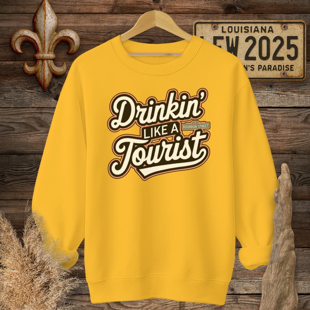 S / Gold Louisiana Drinkin' Like a Tourist French Quarter Sweatshirt by Laissez Faire Wear