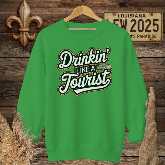 S / Irish Green Louisiana Drinkin' Like a Tourist French Quarter Sweatshirt by Laissez Faire Wear