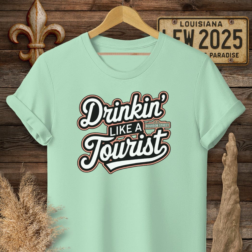 S / Mint Green Louisiana Drinkin' Like a Tourist French Quarter T-Shirt by Laissez Faire Wear
