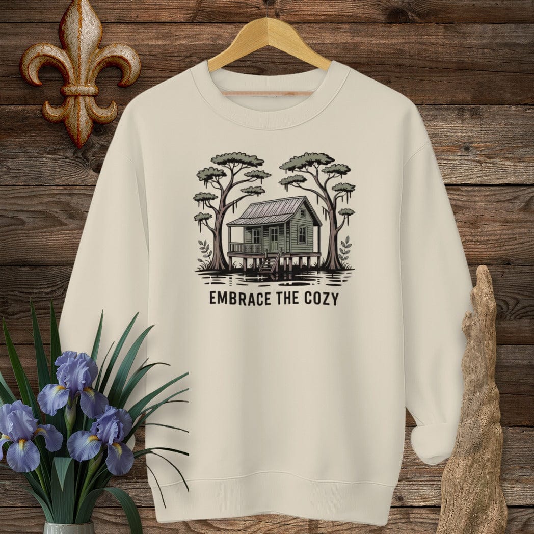 S / Sand Louisiana Embrace The Cozy Sweatshirt by Laissez Faire Wear