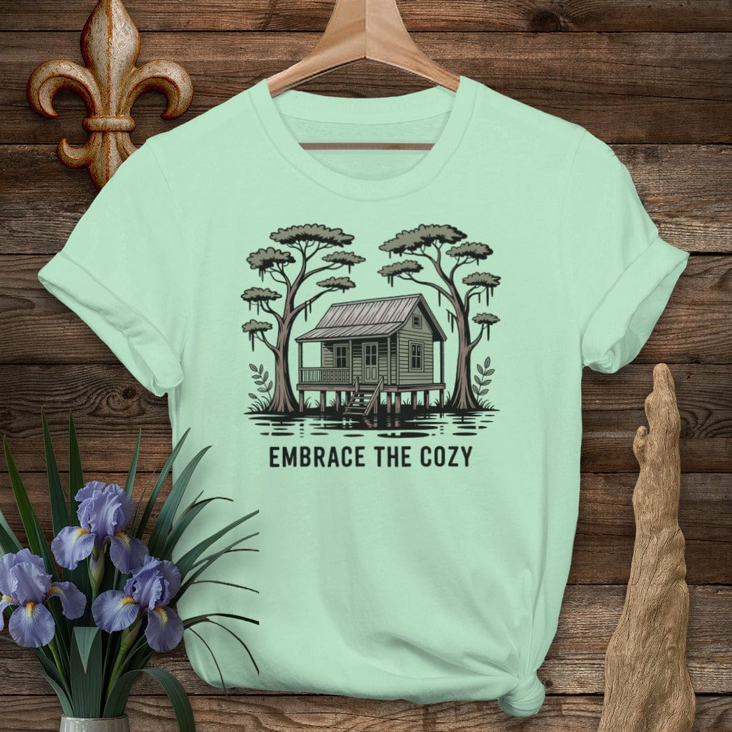 S / Mint Green Louisiana Embrace The Cozy T-Shirt by Laissez Faire Wear
