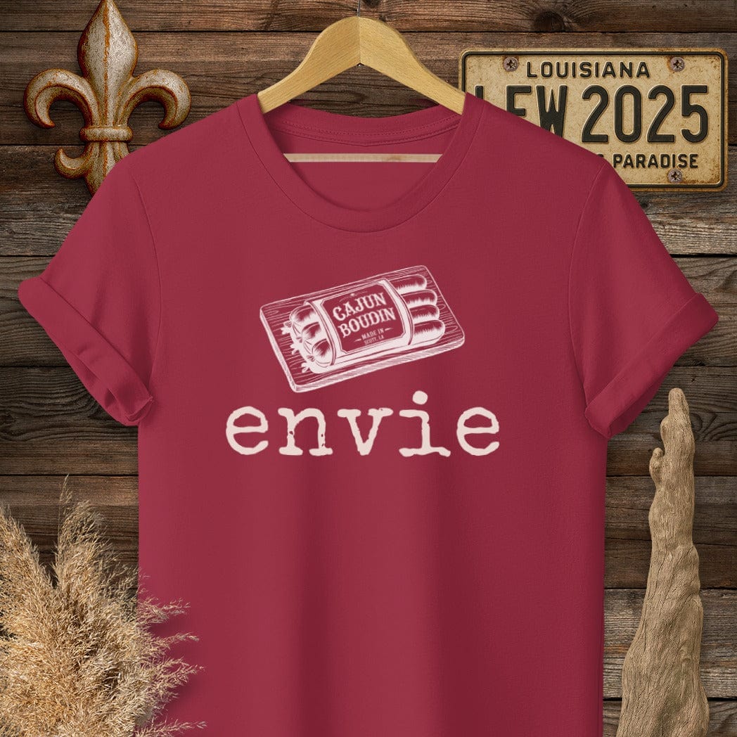 S / Cardinal Red Louisiana Envie Cajun French Boudin T-Shirt by Laissez Faire Wear