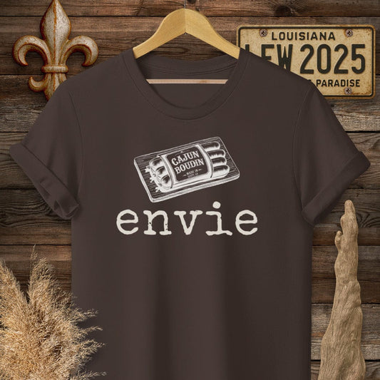 S / Dark Chocolate Louisiana Envie Cajun French Boudin T-Shirt by Laissez Faire Wear