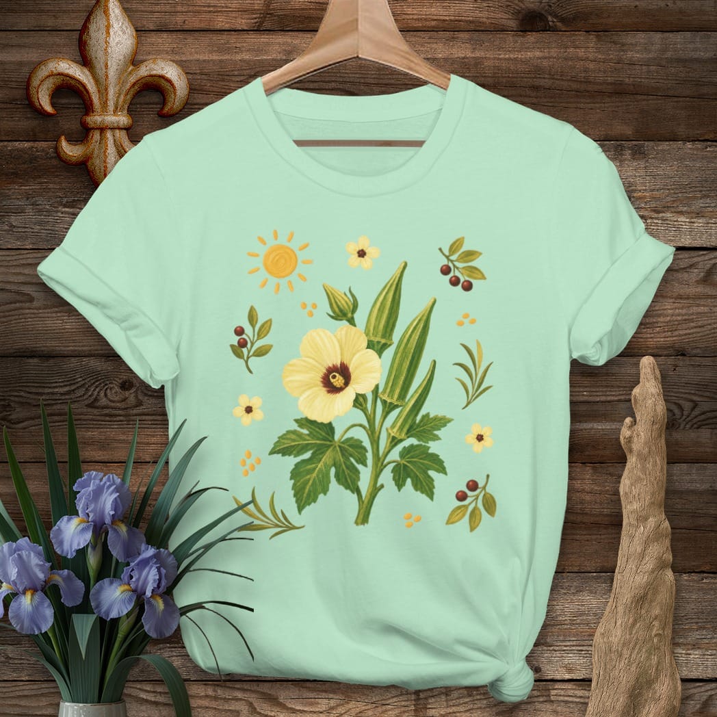 S / Mint Green Louisiana Essential Okra T-Shirt by Laissez Faire Wear