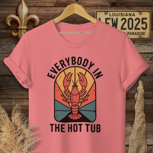 S / Coral Silk Louisiana Everybody in the Hot Tub T-Shirt by Laissez Faire Wear