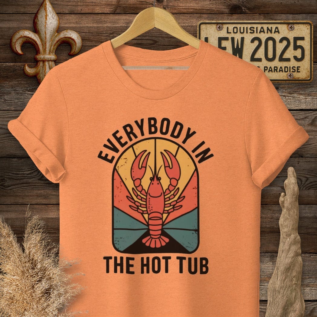 S / Heather Orange Louisiana Everybody in the Hot Tub T-Shirt by Laissez Faire Wear