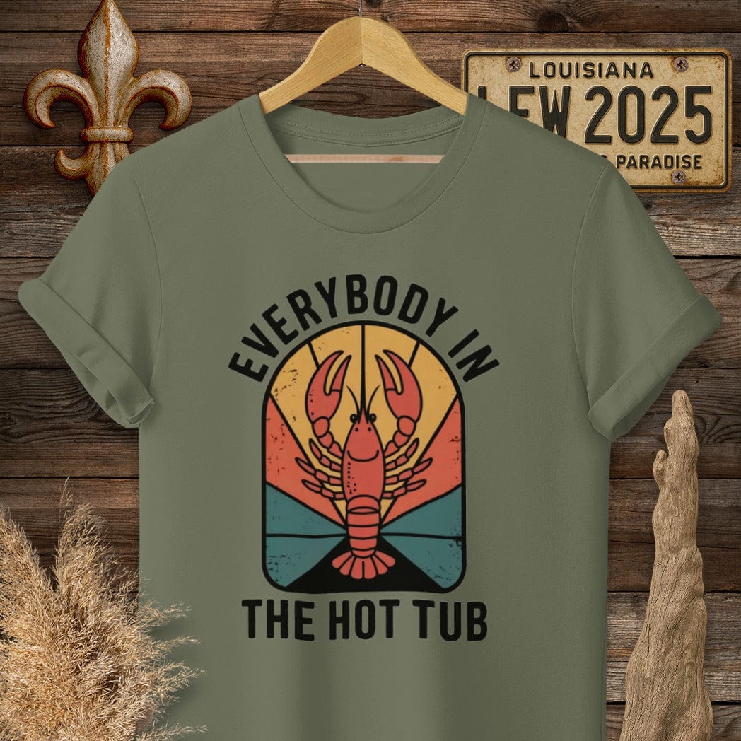 S / Military Green Louisiana Everybody in the Hot Tub T-Shirt by Laissez Faire Wear