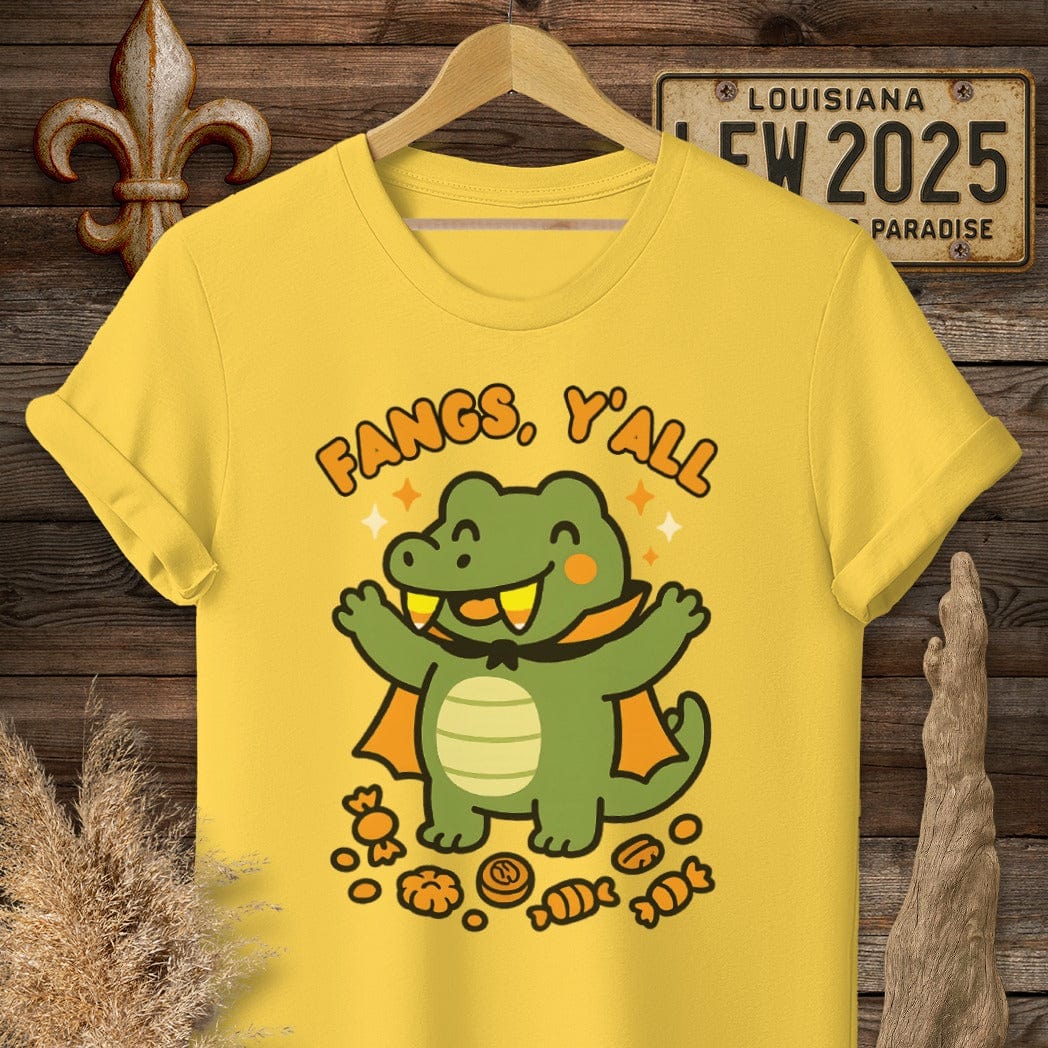 S / Daisy Louisiana Fangs Y'all Halloween T-Shirt by Laissez Faire Wear