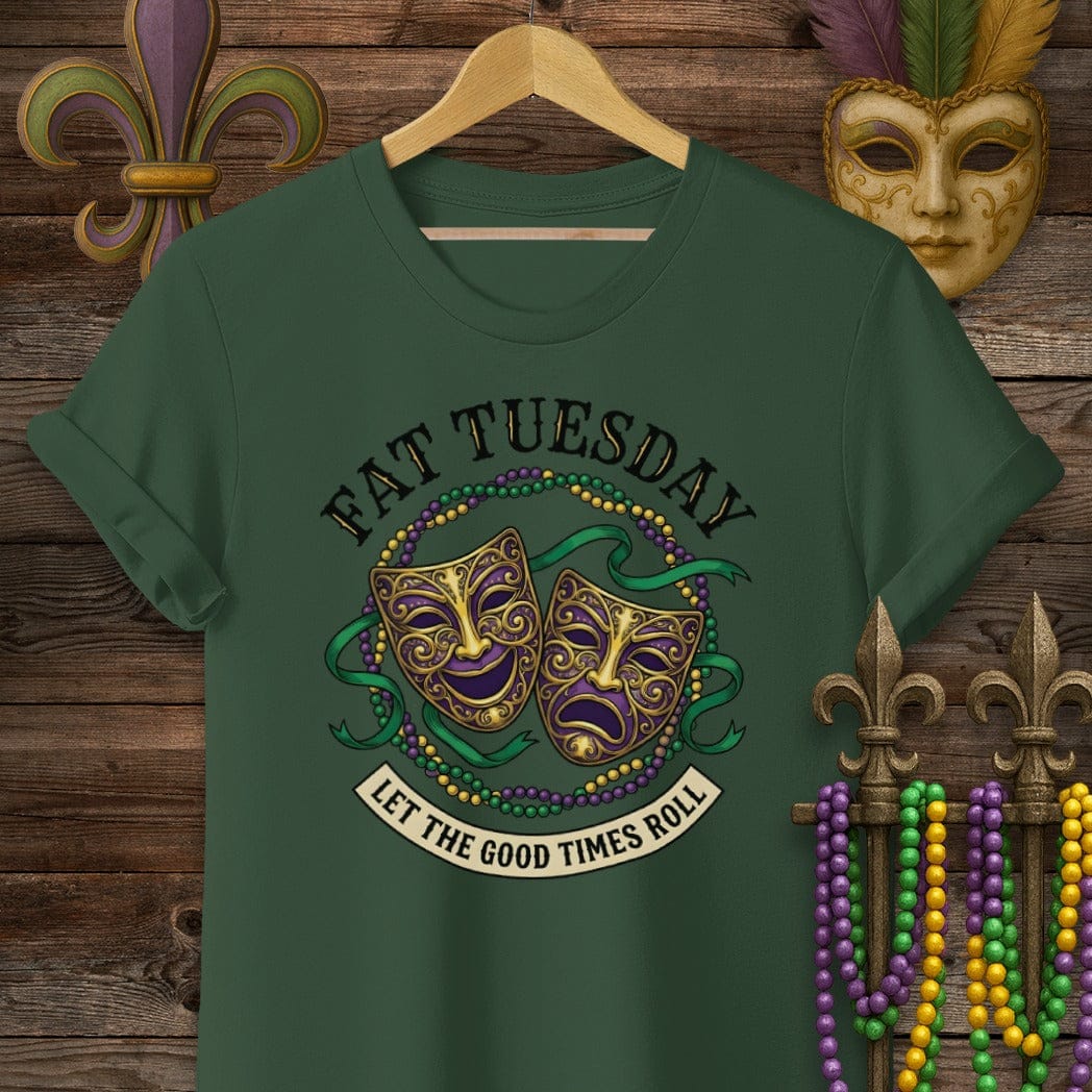 S / Forest Green Louisiana Fat Tuesday T-Shirt by Laissez Faire Wear