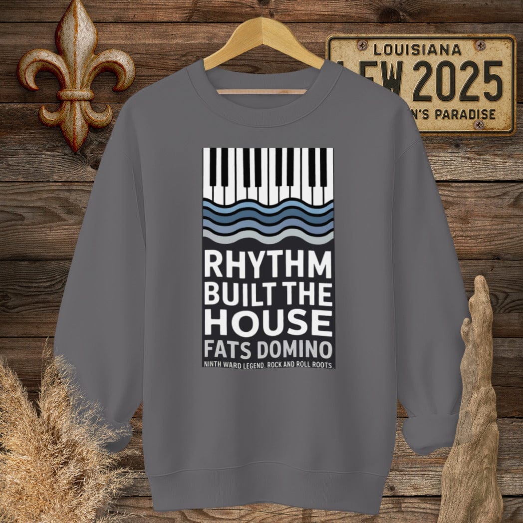 S / Charcoal Louisiana Fats Domino Rhythm Built The House Sweatshirt by Laissez Faire Wear