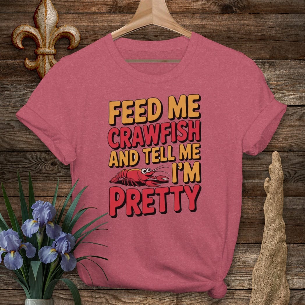 S / Heather Cardinal Louisiana Feed Me Crawfish T-Shirt by Laissez Faire Wear