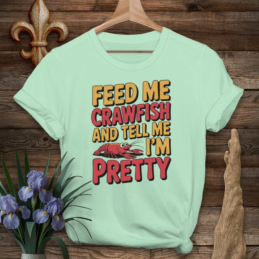 S / Mint Green Louisiana Feed Me Crawfish T-Shirt by Laissez Faire Wear