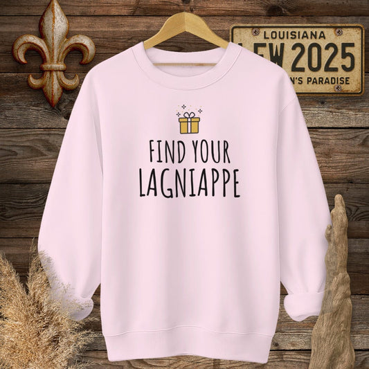 S / Light Pink Louisiana Find Your Lagniappe Sweatshirt by Laissez Faire Wear