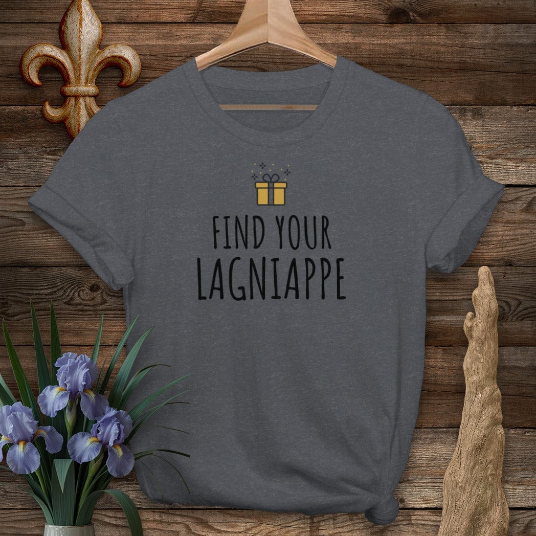 S / Dark Heather Grey Louisiana Find Your Lagniappe T-Shirt by Laissez Faire Wear