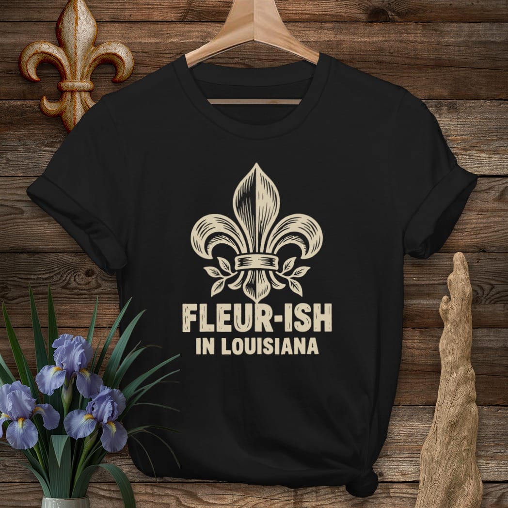 S / Black Louisiana Fleur-ish Block Cut T-Shirt by Laissez Faire Wear