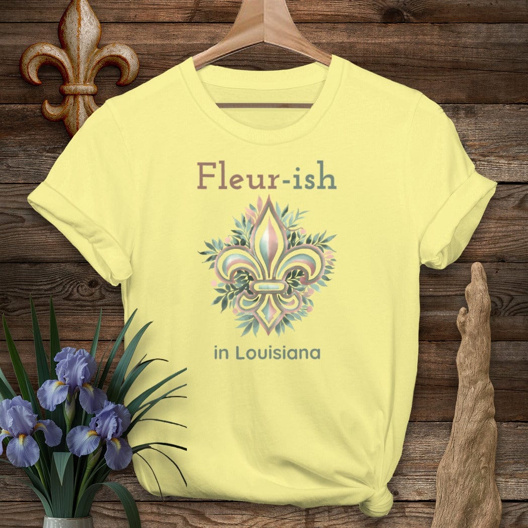 S / Cornsilk Louisiana Fleur-ish in Louisiana T-Shirt by Laissez Faire Wear