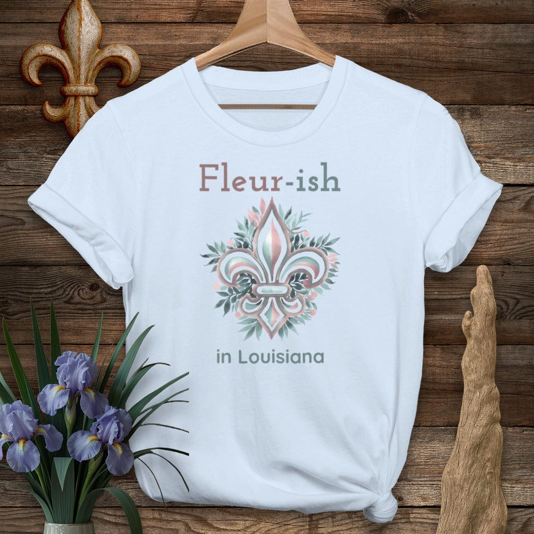 S / Light Blue Louisiana Fleur-ish in Louisiana T-Shirt by Laissez Faire Wear