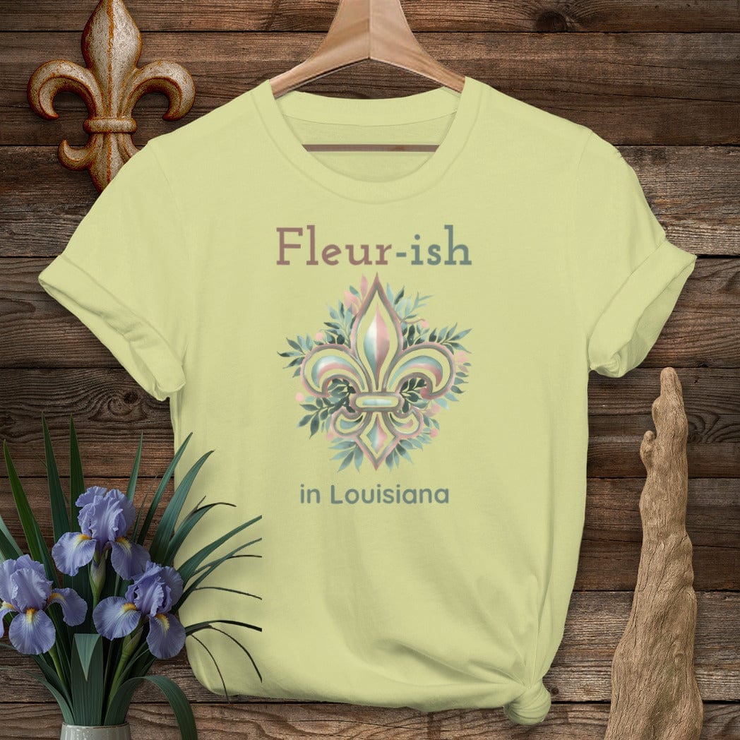 S / Pistachio Louisiana Fleur-ish in Louisiana T-Shirt by Laissez Faire Wear