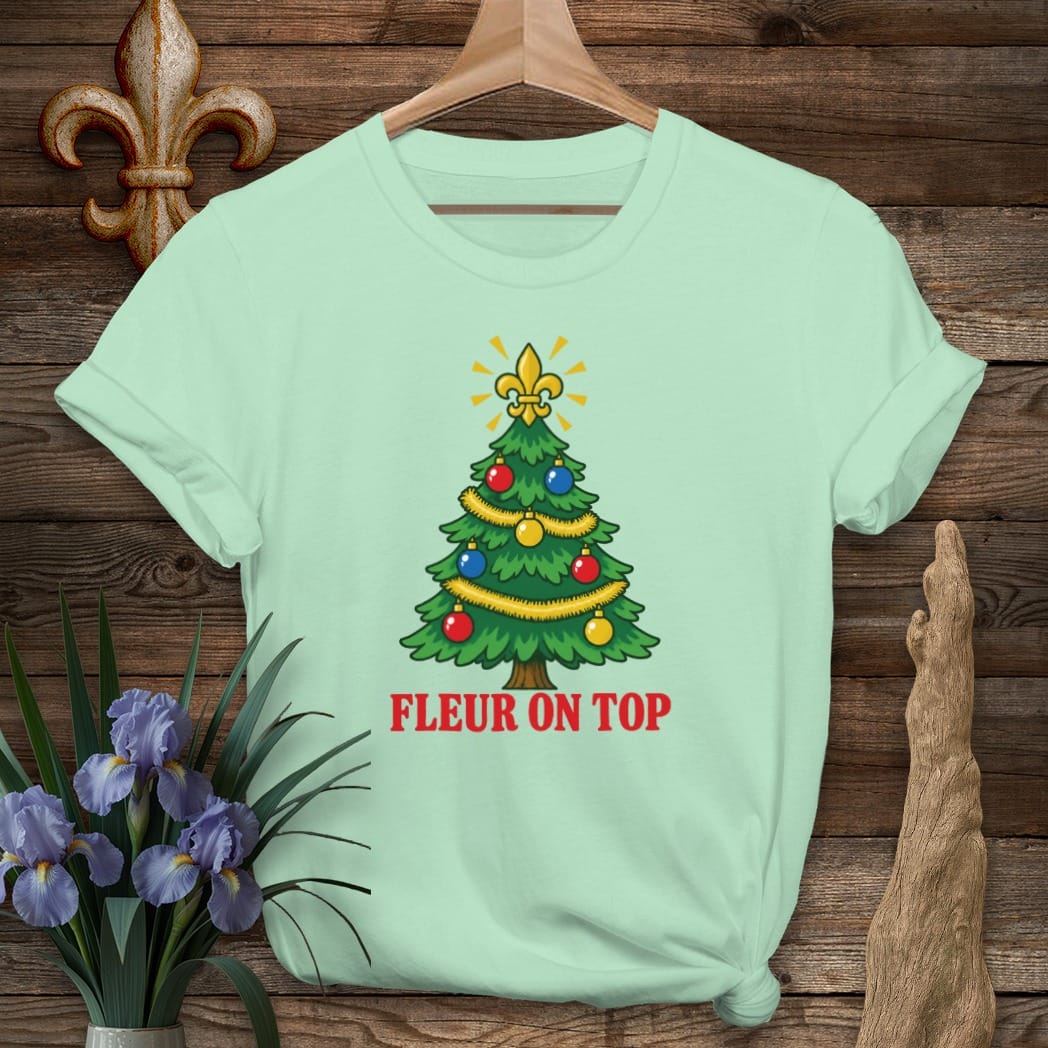 S / Mint Green Louisiana Fleur on Top T-Shirt by Laissez Faire Wear