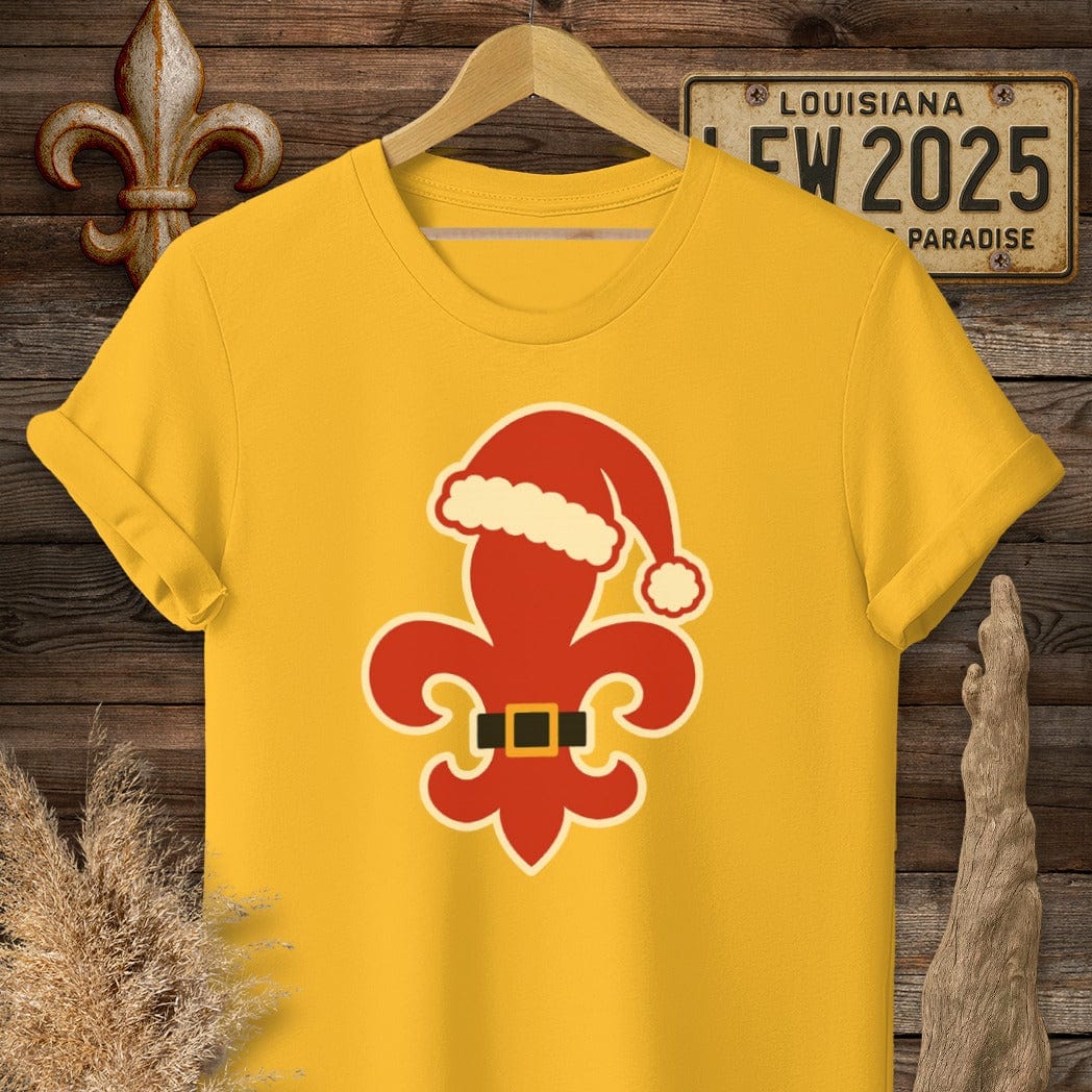S / Gold Louisiana Fleur Santa T-Shirt by Laissez Faire Wear