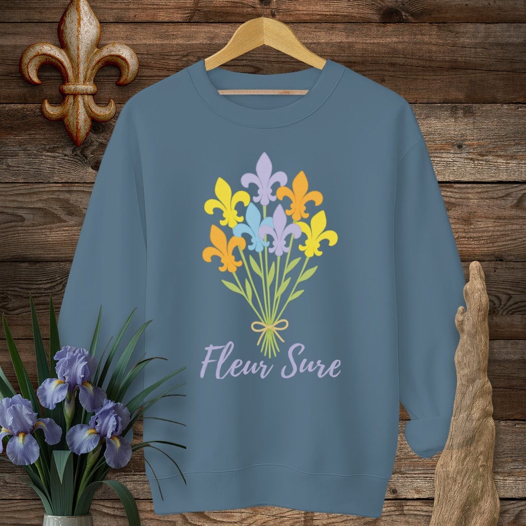 S / Indigo Blue Louisiana Fleur Sure Sweatshirt by Laissez Faire Wear