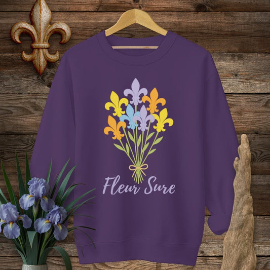 S / Purple Louisiana Fleur Sure Sweatshirt by Laissez Faire Wear
