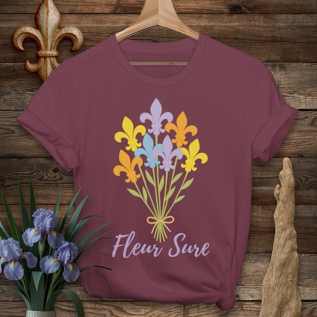 S / Maroon Louisiana Fleur Sure T-Shirt by Laissez Faire Wear