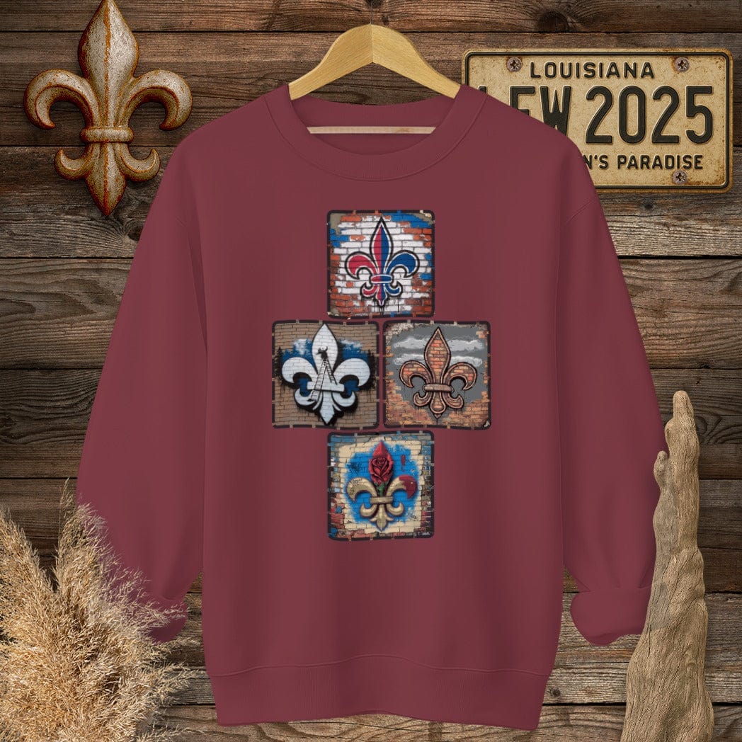 S / Garnet Louisiana Four On The Fleur Sweatshirt by Laissez Faire Wear