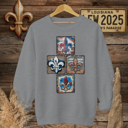 S / Graphite Heather Louisiana Four On The Fleur Sweatshirt by Laissez Faire Wear