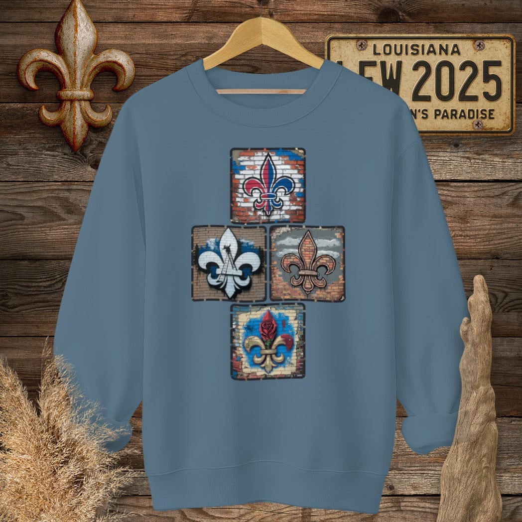 S / Indigo Blue Louisiana Four On The Fleur Sweatshirt by Laissez Faire Wear