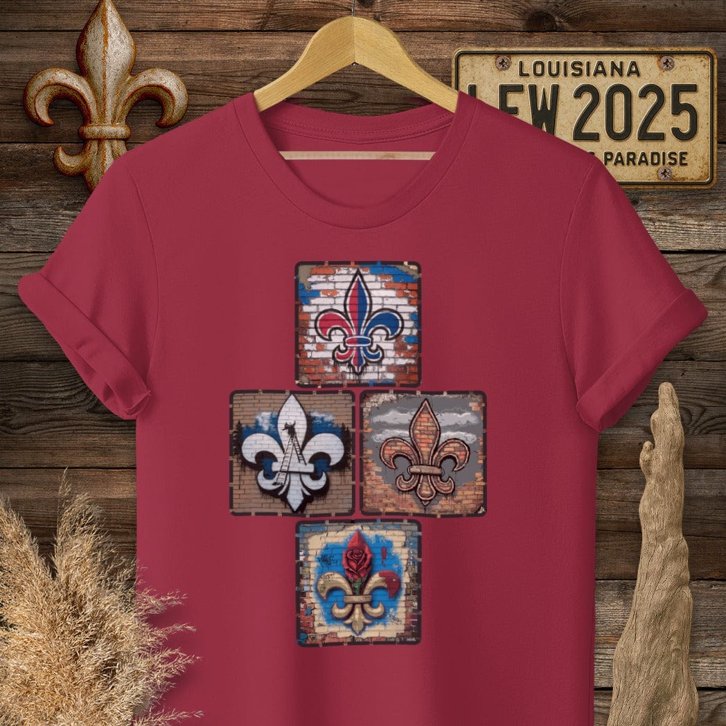 S / Cardinal Red Louisiana Four On The Fleur T-Shirt by Laissez Faire Wear