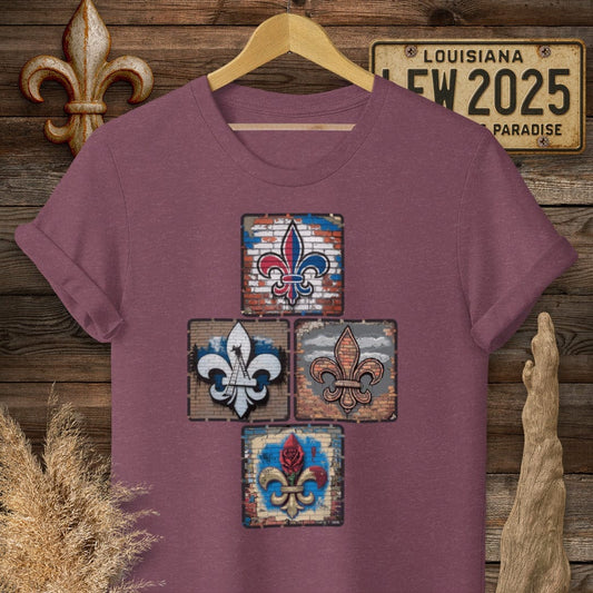 S / Heather Maroon Louisiana Four On The Fleur T-Shirt by Laissez Faire Wear