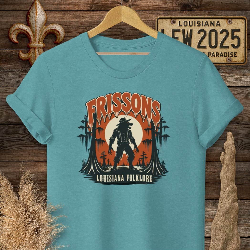 S / Heather Galapagos Blue Louisiana Frissons T-Shirt by Laissez Faire Wear