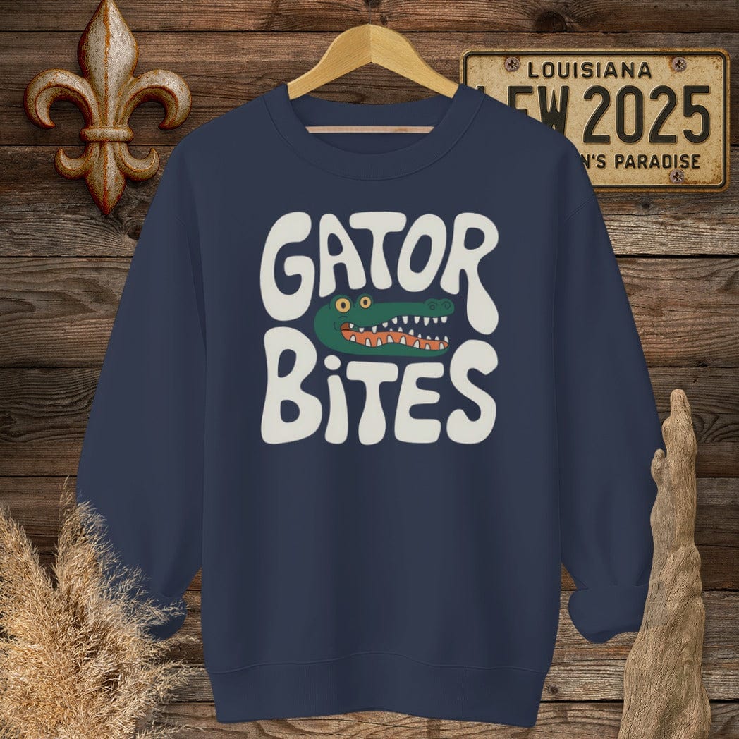 S / Navy Louisiana Gator Bites Sweatshirt by Laissez Faire Wear