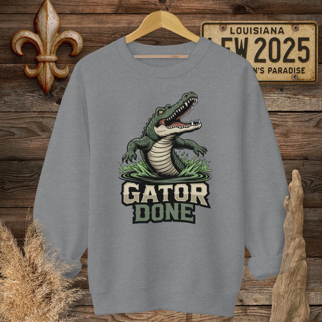 S / Graphite Heather Louisiana Gator Done Sweatshirt by Laissez Faire Wear