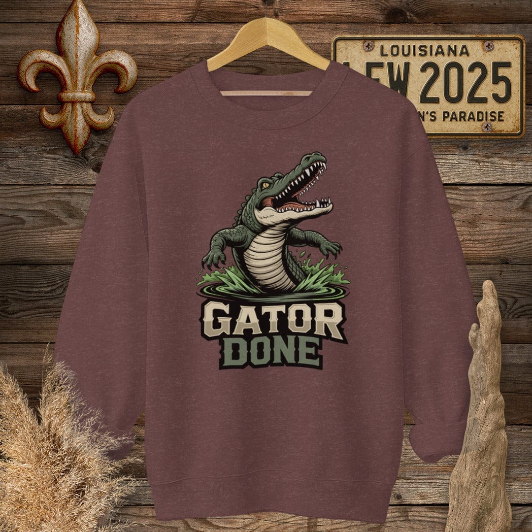 S / Heather Sport Dark Maroon Louisiana Gator Done Sweatshirt by Laissez Faire Wear