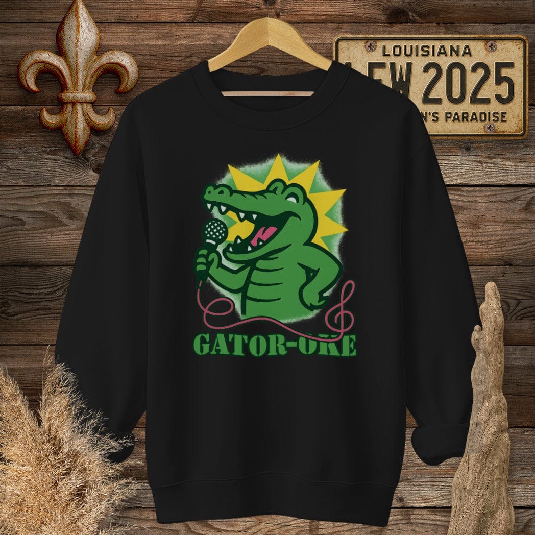 S / Black Louisiana Gator-oke Funny Sweatshirt by Laissez Faire Wear