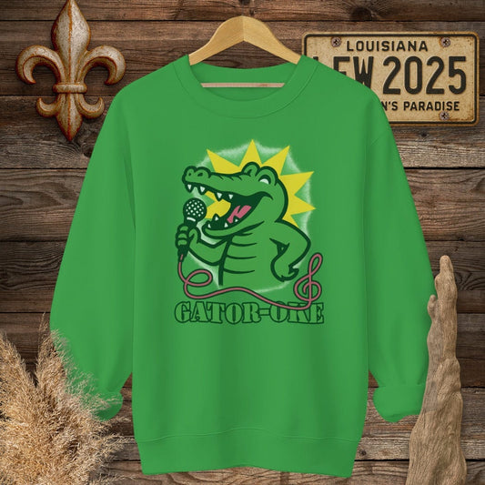 S / Irish Green Louisiana Gator-oke Funny Sweatshirt by Laissez Faire Wear