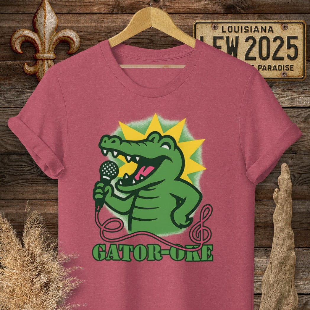 S / Heather Cardinal Louisiana Gator-oke Funny T-Shirt by Laissez Faire Wear