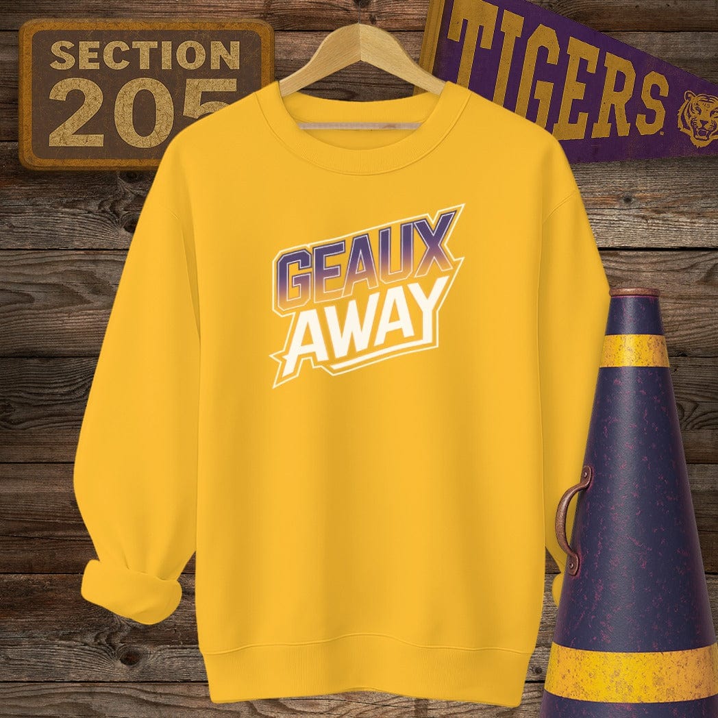 S / Gold Louisiana Geaux Away Game Day Sweatshirt by Laissez Faire Wear