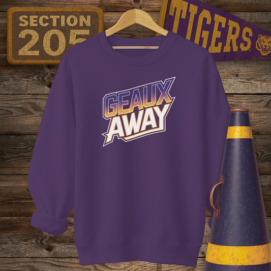 S / Purple Louisiana Geaux Away Game Day Sweatshirt by Laissez Faire Wear
