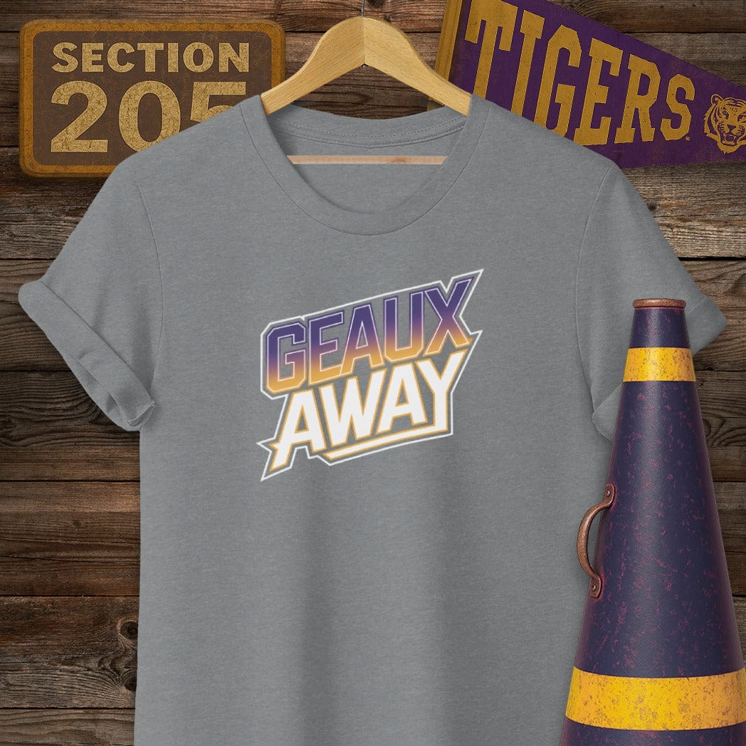S / Graphite Heather Louisiana Geaux Away Game Day T-Shirt by Laissez Faire Wear
