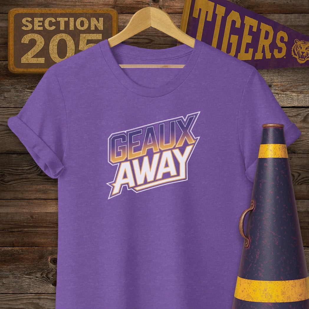 S / Heather Purple Louisiana Geaux Away Game Day T-Shirt by Laissez Faire Wear