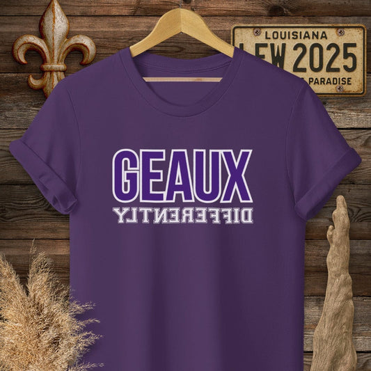 S / Purple Louisiana Geaux Differently T-Shirt by Laissez Faire Wear
