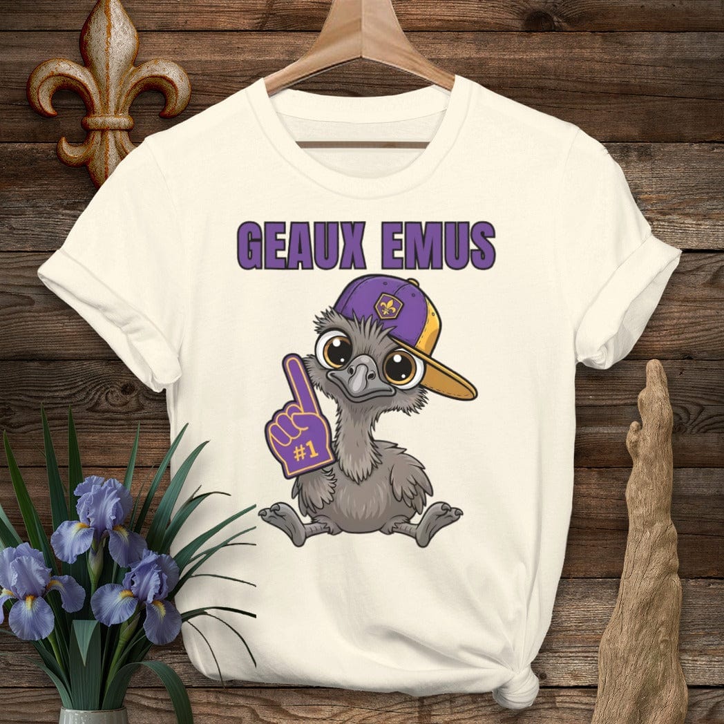 S / Natural Louisiana Geaux Emus Farm T-Shirt by Laissez Faire Wear