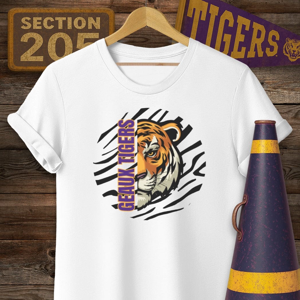 S / White Louisiana Geaux Tigers Game Day T-Shirt by Laissez Faire Wear