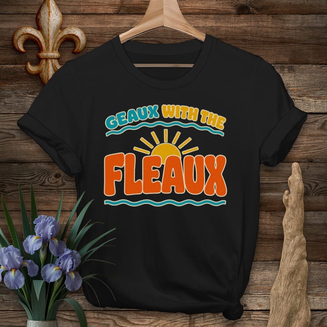 Black / S Louisiana Geaux With The Fleaux T-Shirt by Laissez Faire Wear