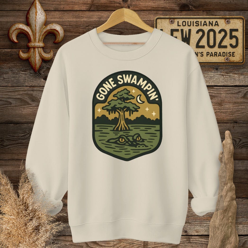 S / Sand Louisiana Gone Swampin' Sweatshirt by Laissez Faire Wear