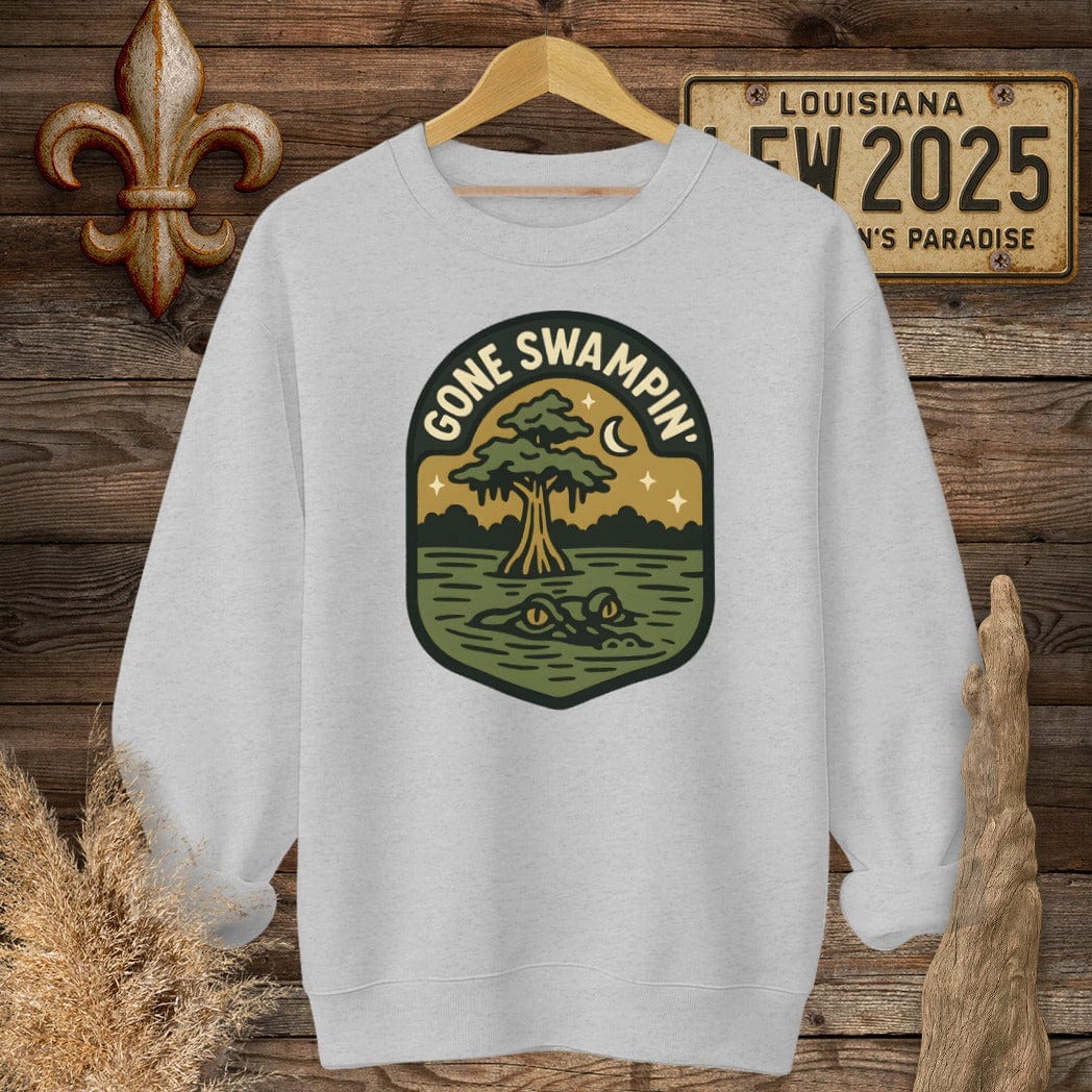 S / Sport Grey Louisiana Gone Swampin' Sweatshirt by Laissez Faire Wear